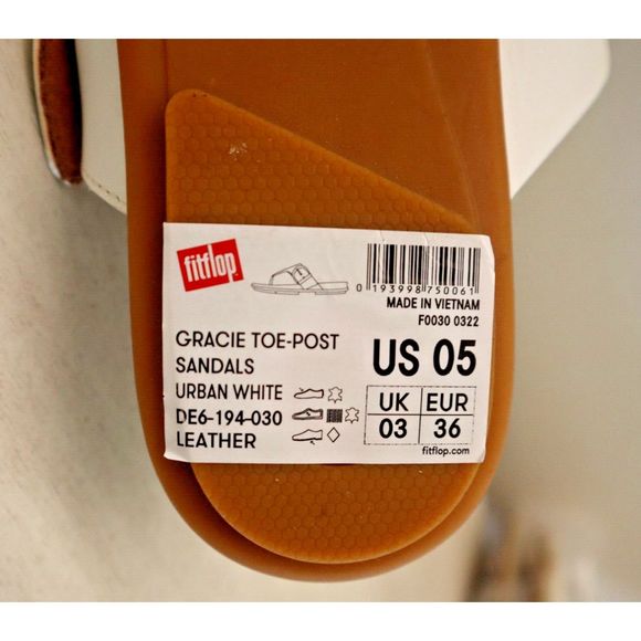 FitFlop DE6-194-030 Womens Sz 5 Urban White Leather Gracie Toe-Post Sandals $100 - Picture 7 of 7